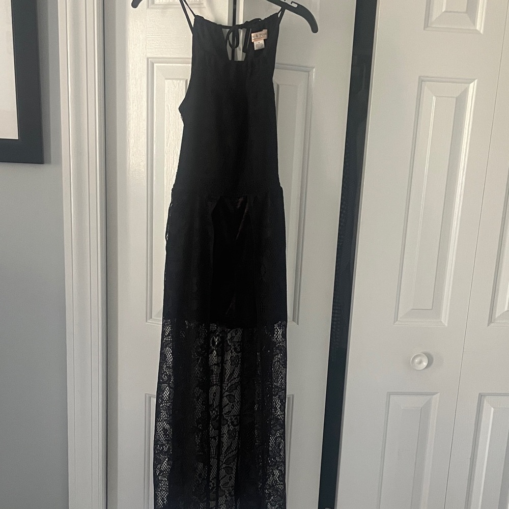 ZOE & ROSE Girls Long, black lacey dress